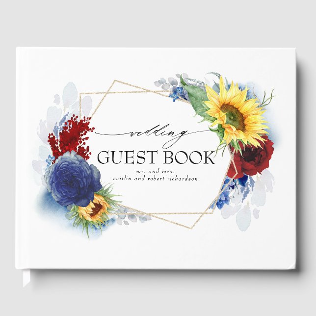 Yellow Sunflower Fall Wedding Guest Book (Front)