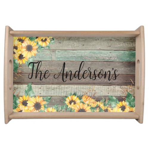 Yellow Sunflower Family Name    Serving Tray