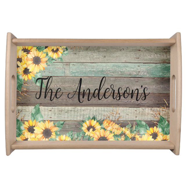 Yellow Sunflower Family Name    Serving Tray (Front)