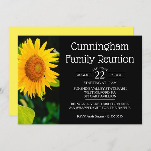 Yellow Sunflower Family Reunion Invitation