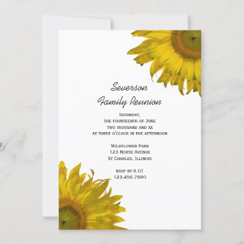 Yellow Sunflower Family Reunion Invitation