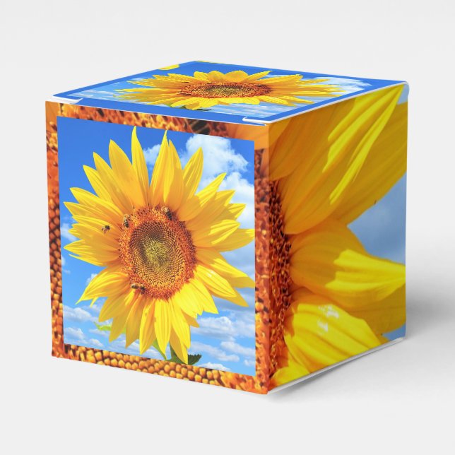 Yellow Sunflower Favor Boxes (Front Side)