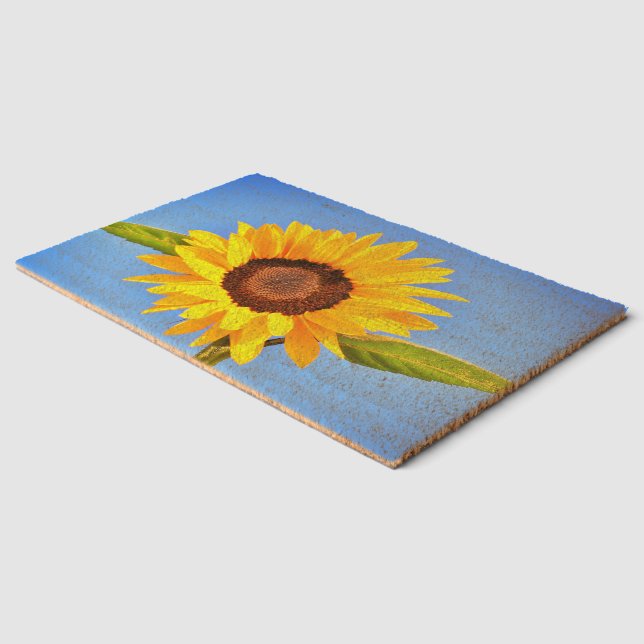 Yellow Sunflower Fiber Doormat (Corner)