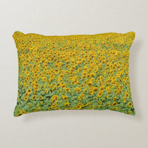 Yellow Sunflower Field Accent Pillow