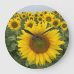 Yellow Sunflower Field Harvest Clock at Zazzle