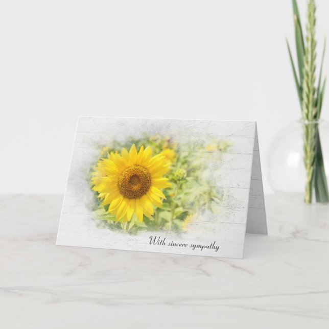 Yellow Sunflower Field Sympathy  Card (Front)