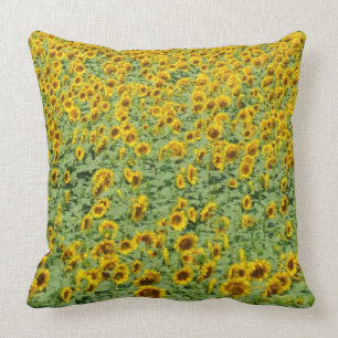 Yellow Sunflower Field Throw Pillow