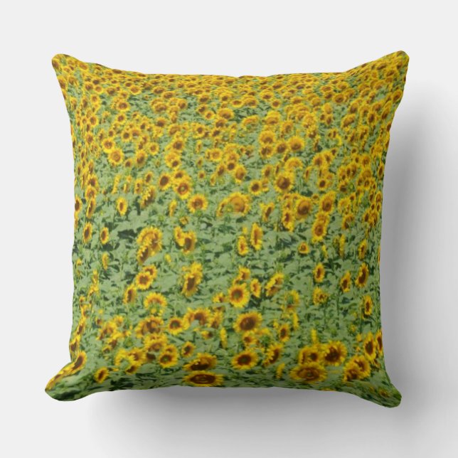 Yellow Sunflower Field Throw Pillow (Front)