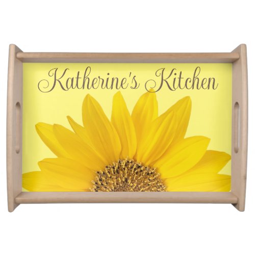 Yellow Sunflower First Name Serving Tray