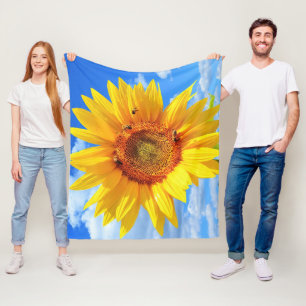 Yellow Sunflower Fleece Blanket