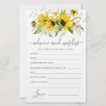 Yellow Sunflower Floral Advice and Wishes Card<br><div class="desc">A beautiful yellow sunflower floral border tops this Advice and Wishes card.</div>