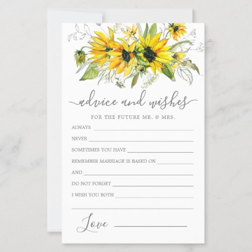 Yellow Sunflower Floral Advice and Wishes Card