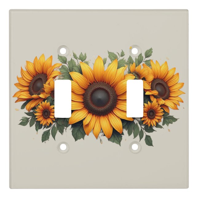 Yellow Sunflower Floral Art Light Switch Cover (Front)