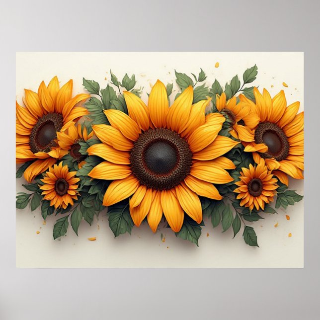 Yellow Sunflower Floral Art Poster (Front)