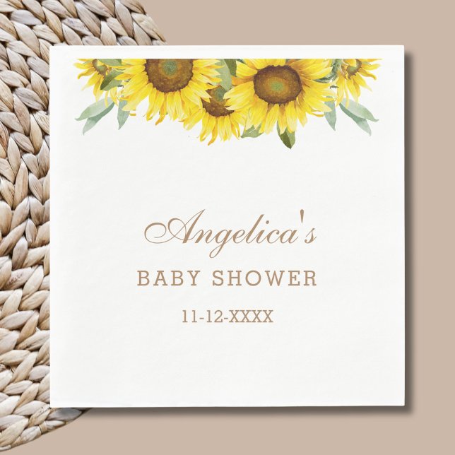 Yellow Sunflower Floral Baby Shower Napkins (Creator Uploaded)