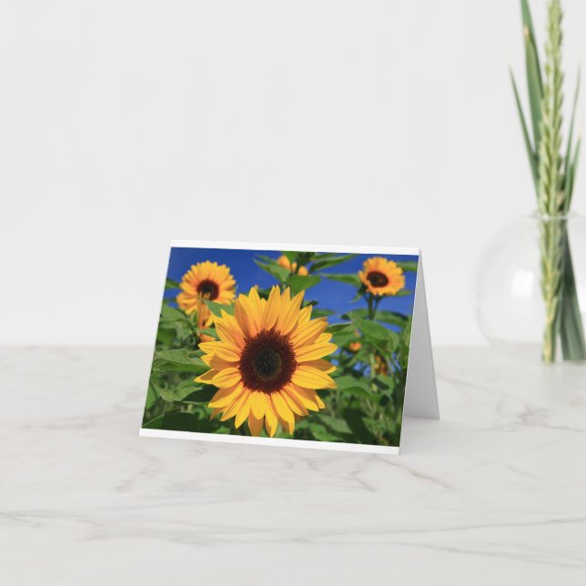 Yellow Sunflower Floral Blank Notecard (Front)