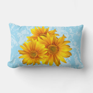 Yellow Sunflower Floral Blue Sky Flower Pillow
