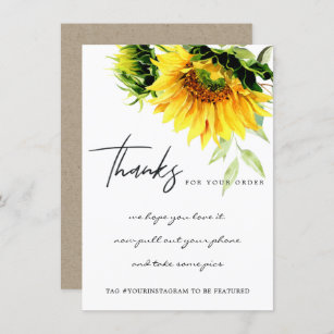 YELLOW SUNFLOWER FLORAL CORPORATE BUSINESS LOGO THANK YOU CARD