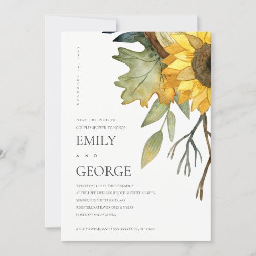 YELLOW SUNFLOWER FLORAL COUPLE SHOWER CARDp Thank You Card