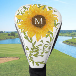 Yellow Sunflower Floral custom monogram ladies  Golf Head Cover