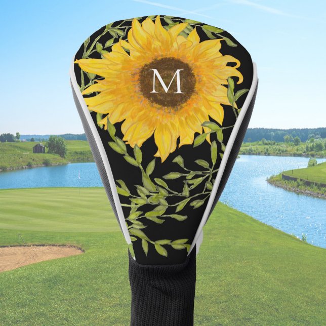 Yellow Sunflower Floral custom monogram ladies  Golf Head Cover (Creator Uploaded)