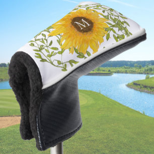 Yellow Sunflower Floral custom monogram ladies Golf Head Cover