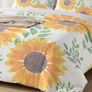 Yellow Sunflower Floral Duvet Cover