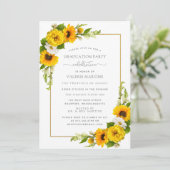 Yellow Sunflower Floral Graduation Party Invitation (Standing Front)
