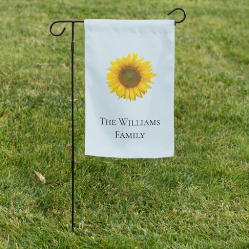 Yellow Sunflower Floral Monogram Personalized Blue Garden Flag