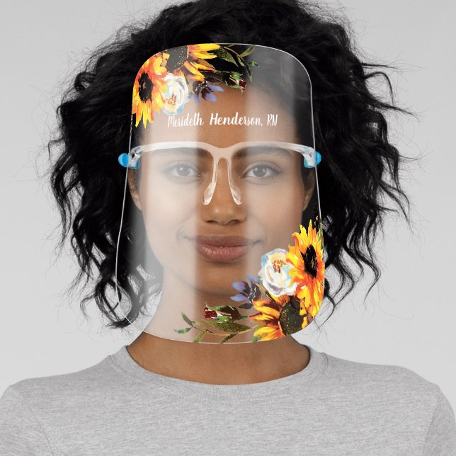 Yellow Sunflower Floral Office Beauty Professional Face Shield (Insitu)