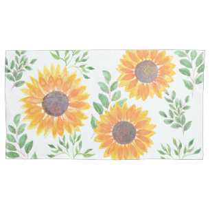 Yellow Sunflower Floral Pillow Case