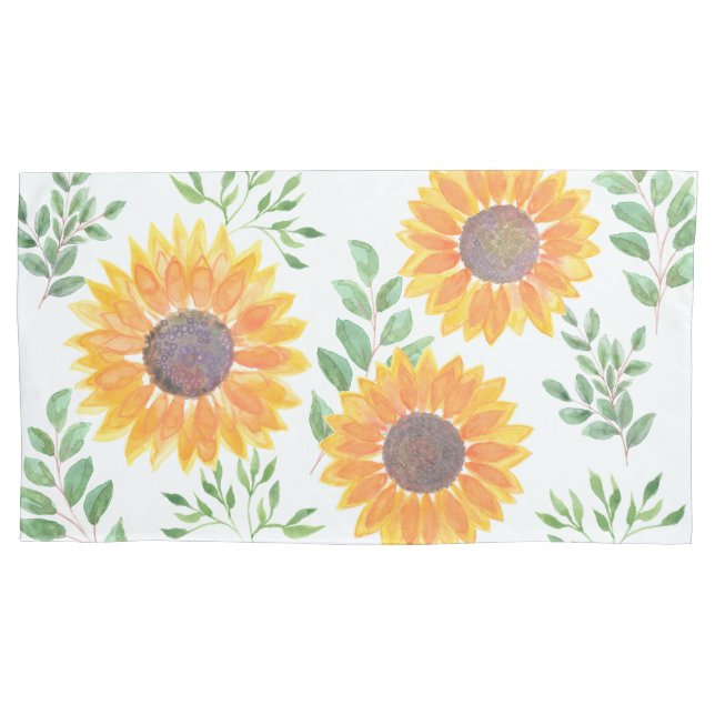 Yellow Sunflower Floral Pillow Case (Front)