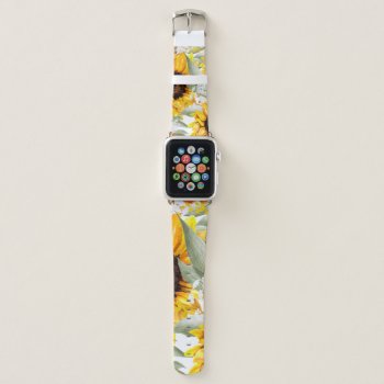 Yellow Sunflower Floral Rustic Fall Flower Apple Watch Band by Boho_Chic at Zazzle