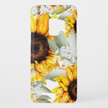 Yellow Sunflower Floral Rustic Fall Flower Case-mate Samsung Galaxy S9 Case by Boho_Chic at Zazzle