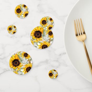 Yellow Sunflower Floral Rustic Fall Flower Confetti by Boho_Chic at Zazzle