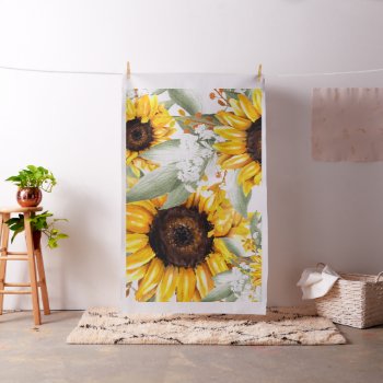 Yellow Sunflower Floral Rustic Fall Flower Fabric by Boho_Chic at Zazzle