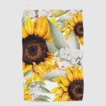 Yellow Sunflower Floral Rustic Fall Flower Golf Towel at Zazzle