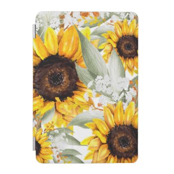 Yellow Sunflower Floral Rustic Fall Flower Ipad Mini Cover by Boho_Chic at Zazzle