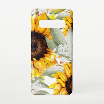 Yellow Sunflower Floral Rustic Fall Flower Samsung Galaxy S10 Case by Boho_Chic at Zazzle