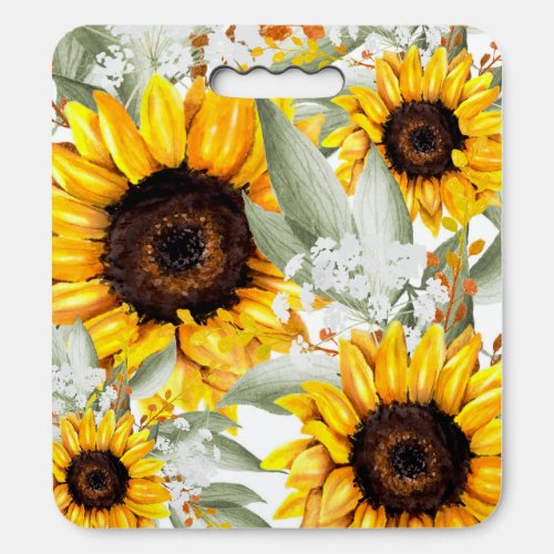 Yellow Sunflower Floral Rustic Fall Flower Seat Cushion