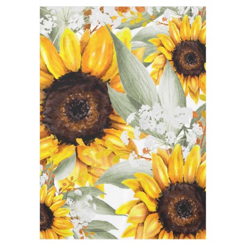 Yellow Sunflower Floral Rustic Fall Flower Tablecloth