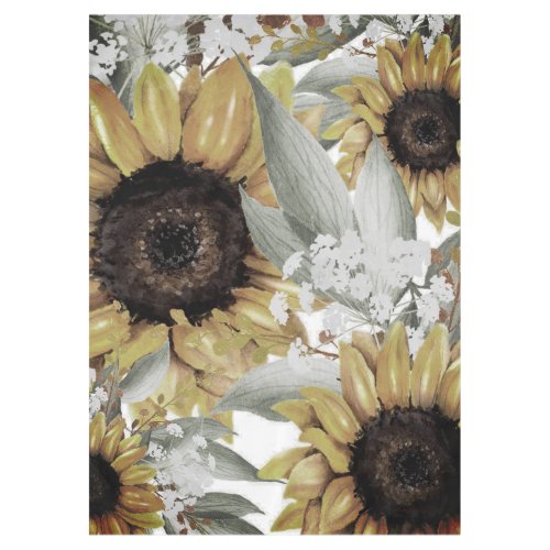 Yellow Sunflower Floral Rustic Fall Flower Tablecloth