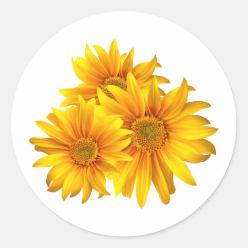 Yellow Sunflower Floral Sticker  Seal