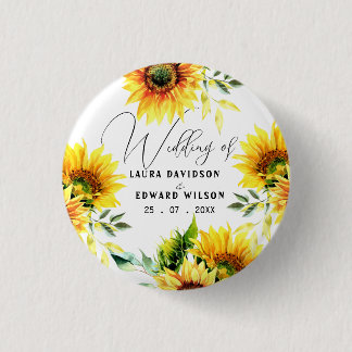 Yellow sunflower floral vibrant spring bouquet button