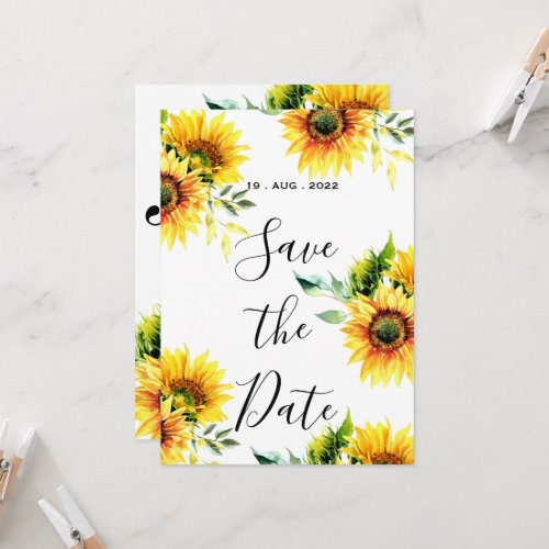 Yellow sunflower floral vibrant spring bouquet invitation