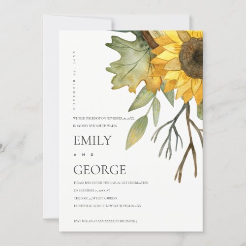 YELLOW SUNFLOWER FLORAL WE TIED THE KNOT CARD