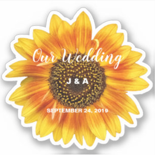 Yellow sunflower floral wedding custom cut sticker