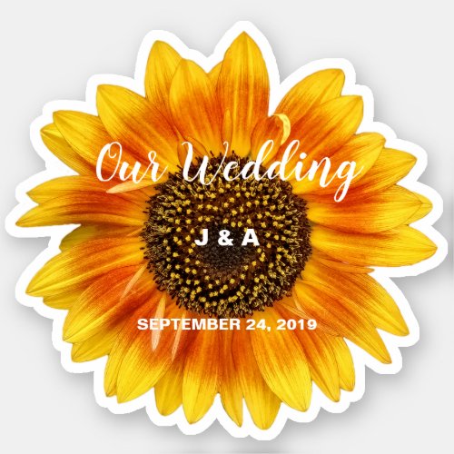 Yellow sunflower floral wedding custom cut sticker