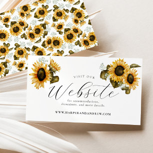 Yellow Sunflower Floral Wedding Website Enclosure Card