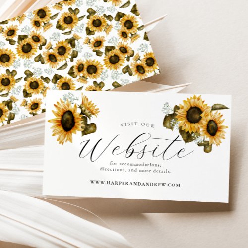 Yellow Sunflower Floral Wedding Website   Enclosure Card